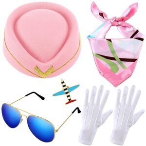 6998 6 Pcs Halloween Flight Attendant Costume Accessoriess